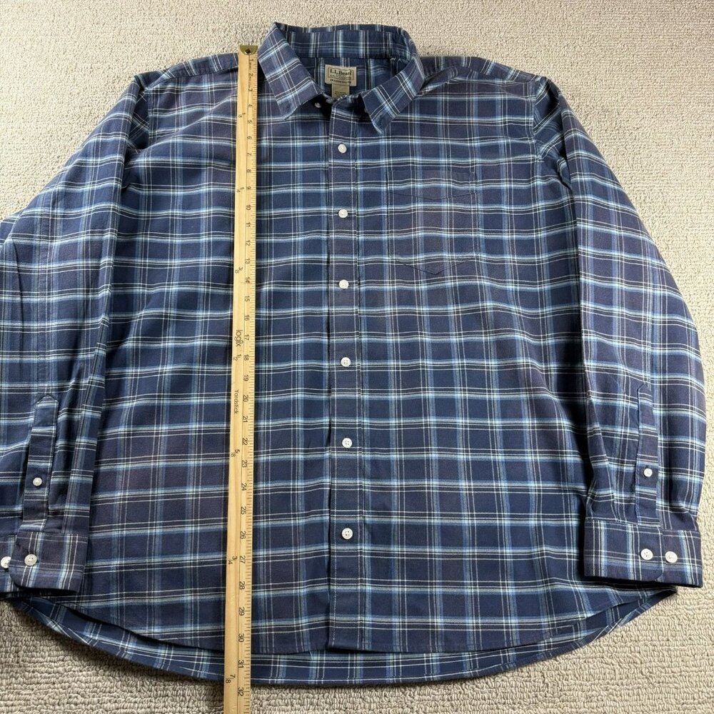 L.L. Bean Button Down Plaid Shirt Blue Men’s Size XXL - Picture 4 of 8